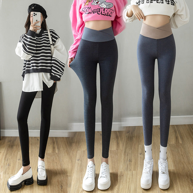 Cross Waist Leggings Women's High Waist Outerwear nyaabs.com