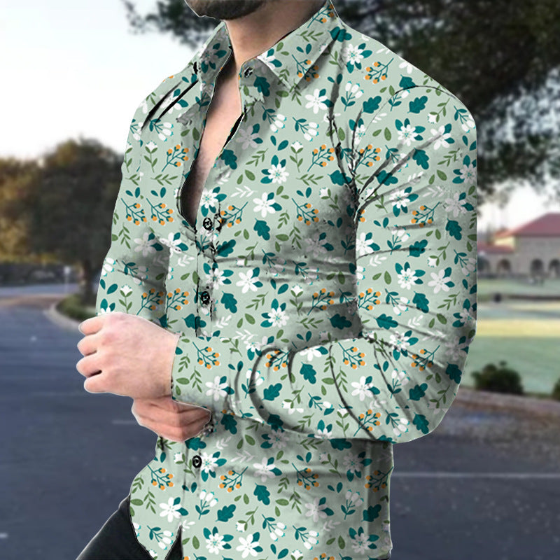 Men's Casual Long Sleeved Large Floral Shirt My Store