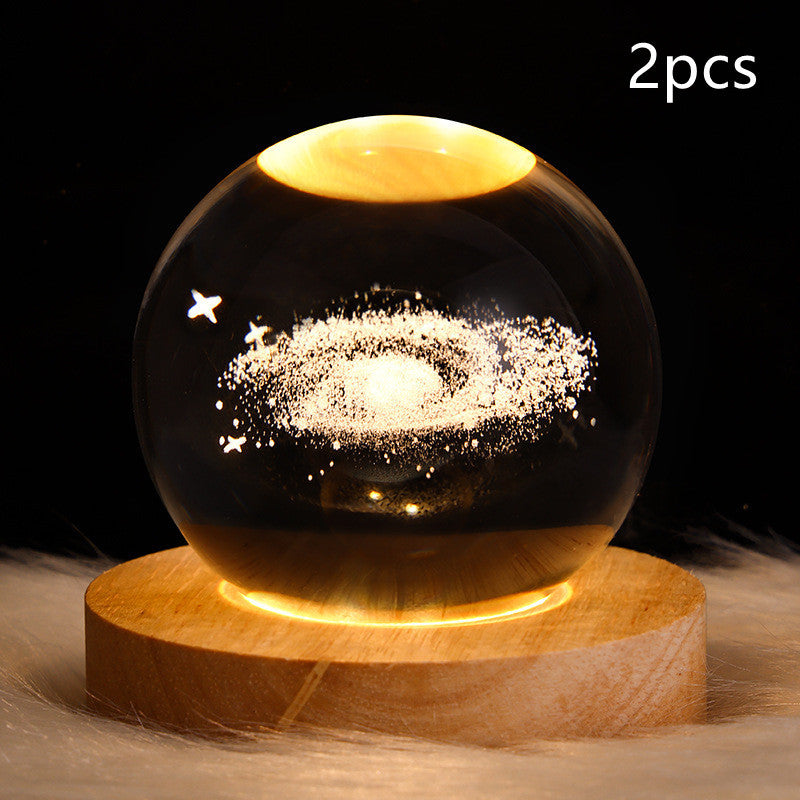 LED Night Light Galaxy Crystal Ball Table Lamp 3D Planet Moon Lamp Bedroom Home Decor For Kids Party Children Birthday Gifts nyaabs.com