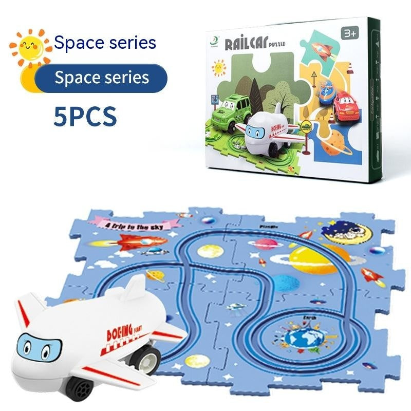 Children Puzzle Electric Railroad Speeder DIY Assembly Electric Car Automatic Rail City Scene Construction Education Toy Gift - Nyaabs