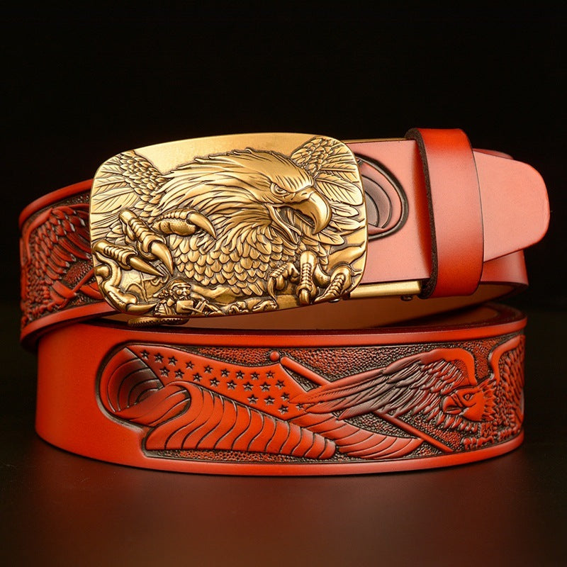 Fashion Temperament Eagle Head Automatic Buckle Men's Belt - Nyaabs