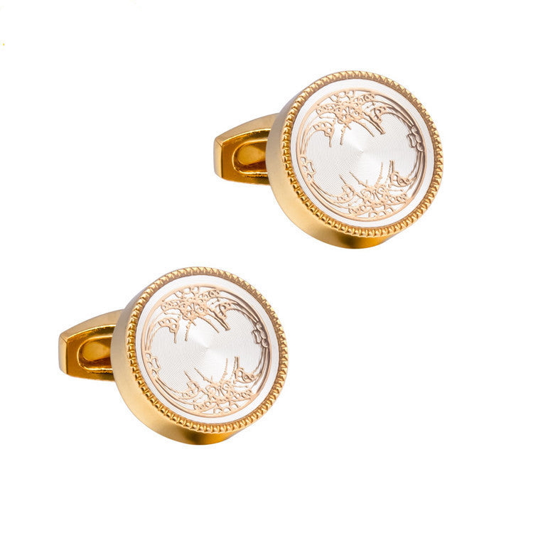 Round CD Accessories Enamel Cufflinks For Men - Nyaabs