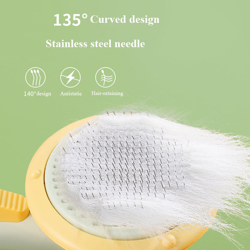 New Pet Cat Brush Hot Selling Hand-held Steel Wire Self-cleaning Comb Looper For Hair Removal nyaabs.com