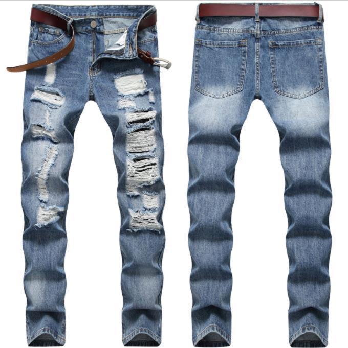 Men's Classic Blue With Holes Jeans - Nyaabs