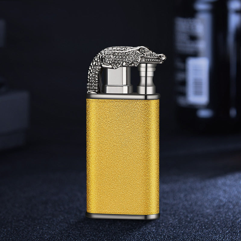 Creative Blue Flame Lighter Dolphin Dragon Tiger Double Fire Metal Winproof Lighter Inflatable Lighter nyaabs.com