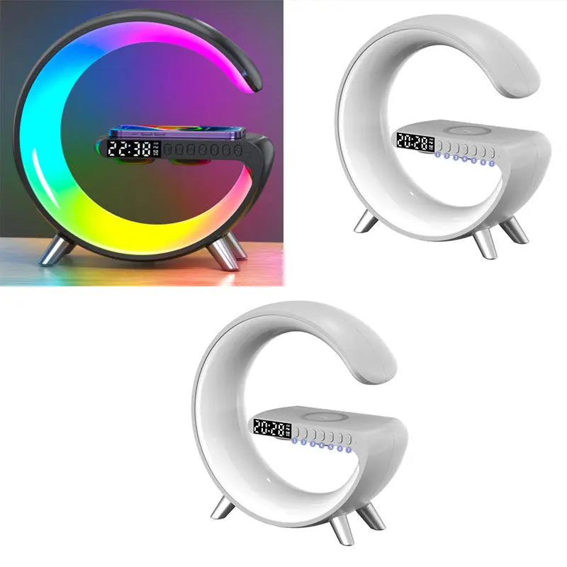 New Intelligent G Shaped LED Lamp Bluetooth Speake Wireless Charger Atmosphere Lamp App Control For Bedroom Home Decor - Nyaabs