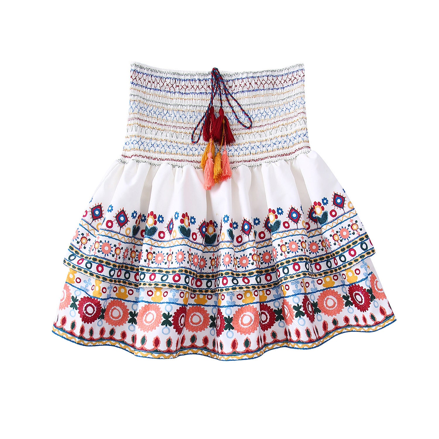 Summer New Printed Top Printing Color Contrast Skirt - Nyaabs