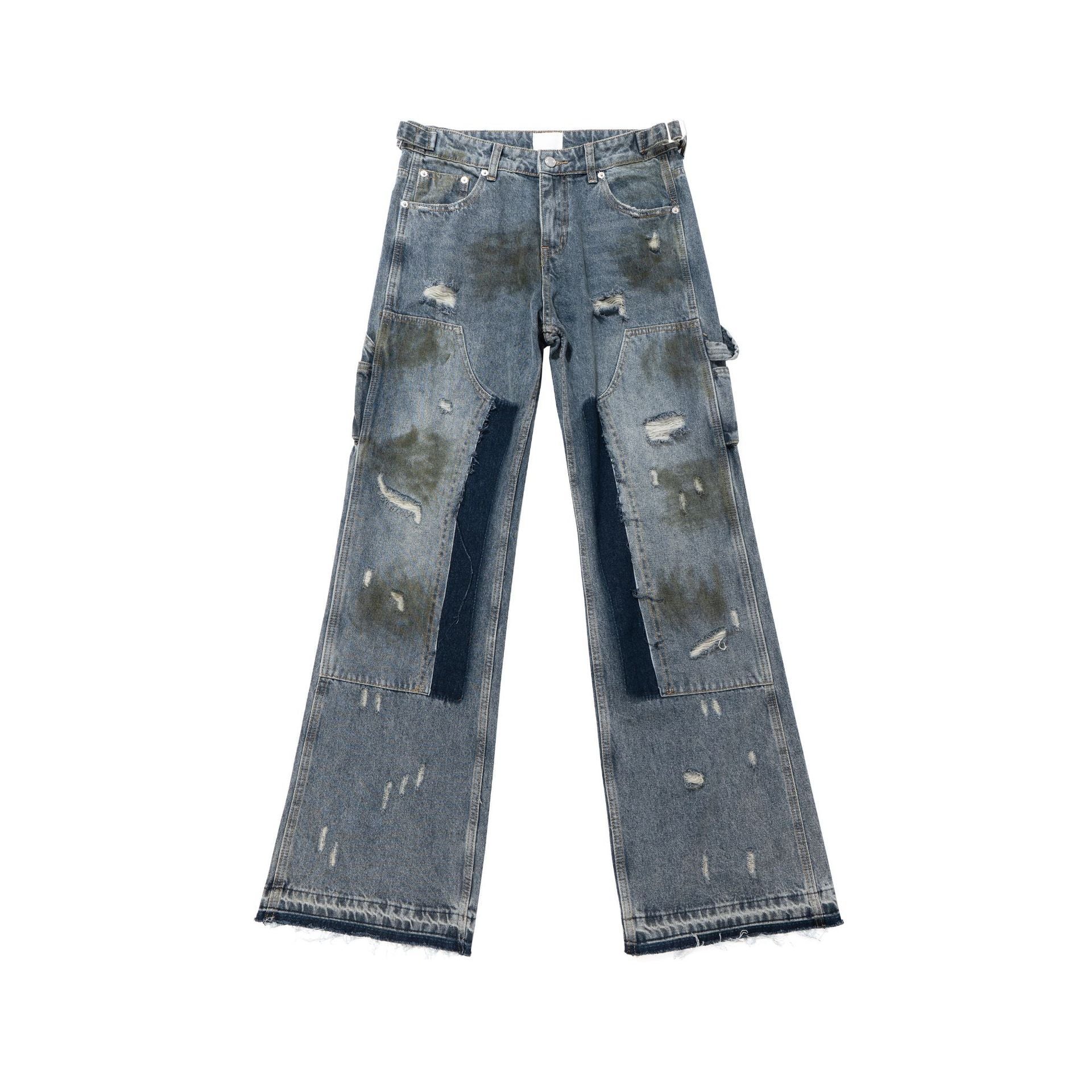 Loose Flared Pants-type Mud Dyed Dirty Jeans - Nyaabs