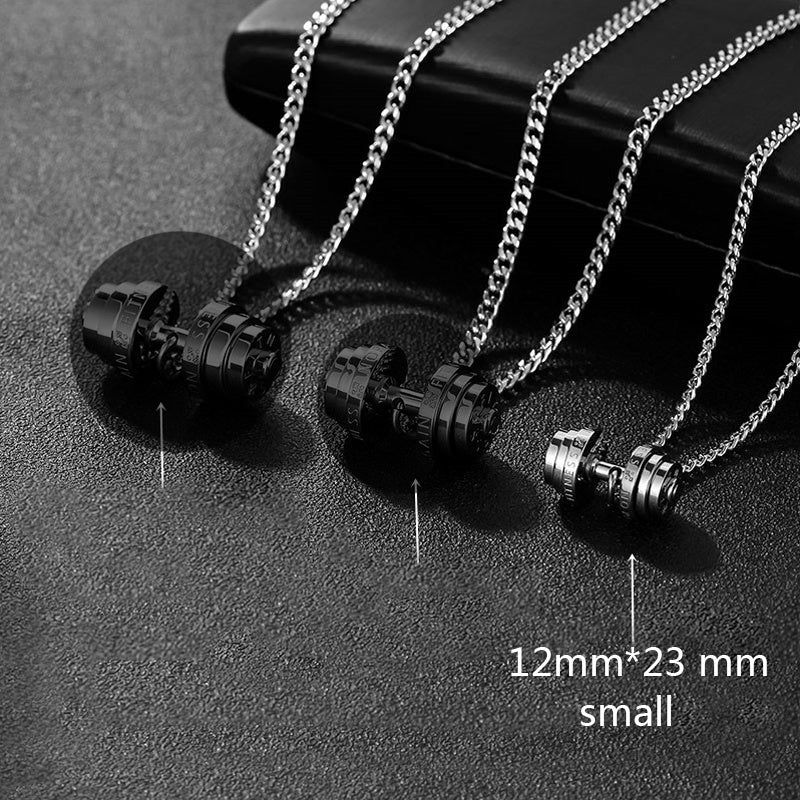 Stainless Steel Weights Gym Barbell Necklace Men - Nyaabs