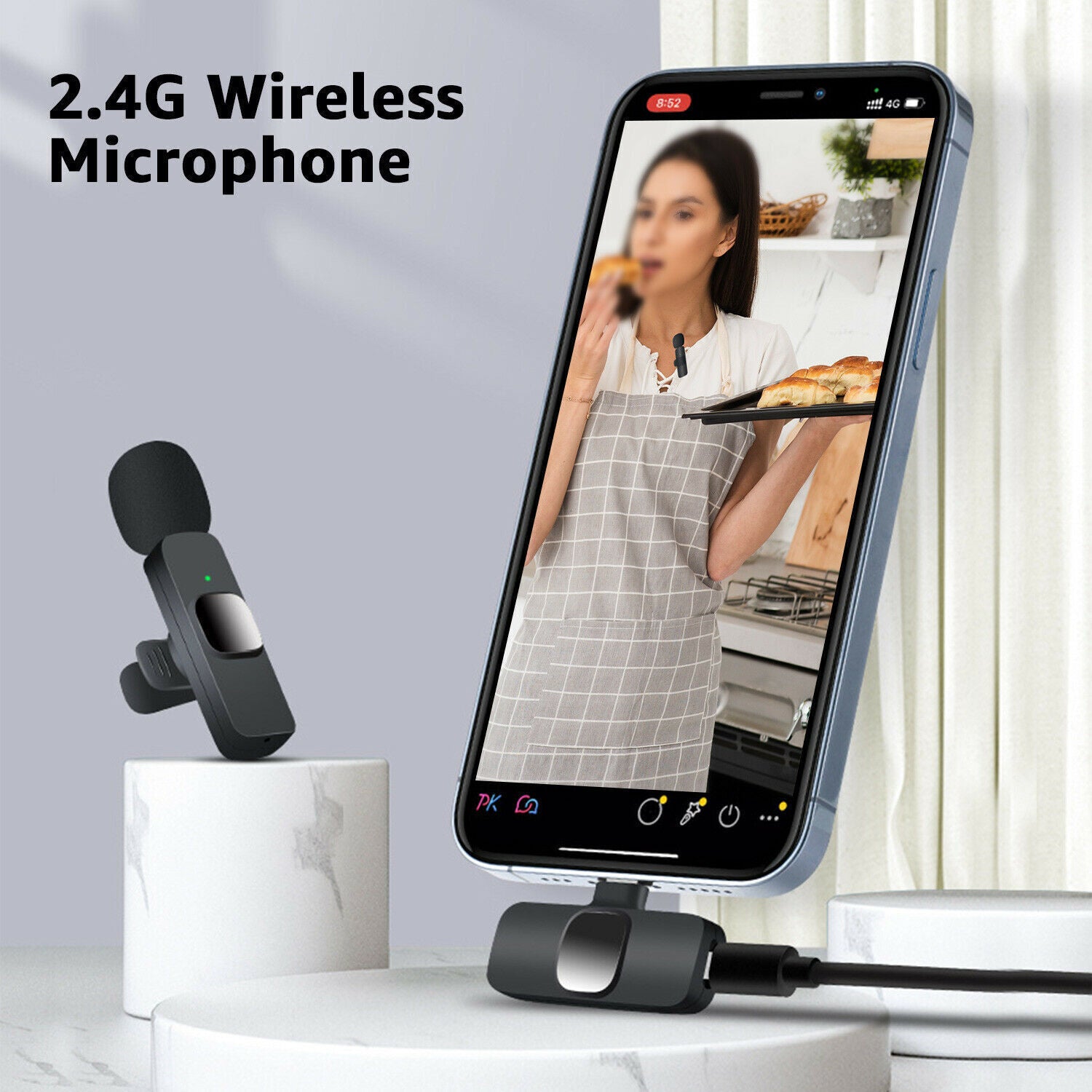 Lavalier Mini Microphone Wireless Audio Video Recording With Phone Charging  Wireless Lavalier Microphone Broadcast Lapel Microphones Set Short Video Recording Chargeable Handheld Microphone Live Stre - Nyaabs