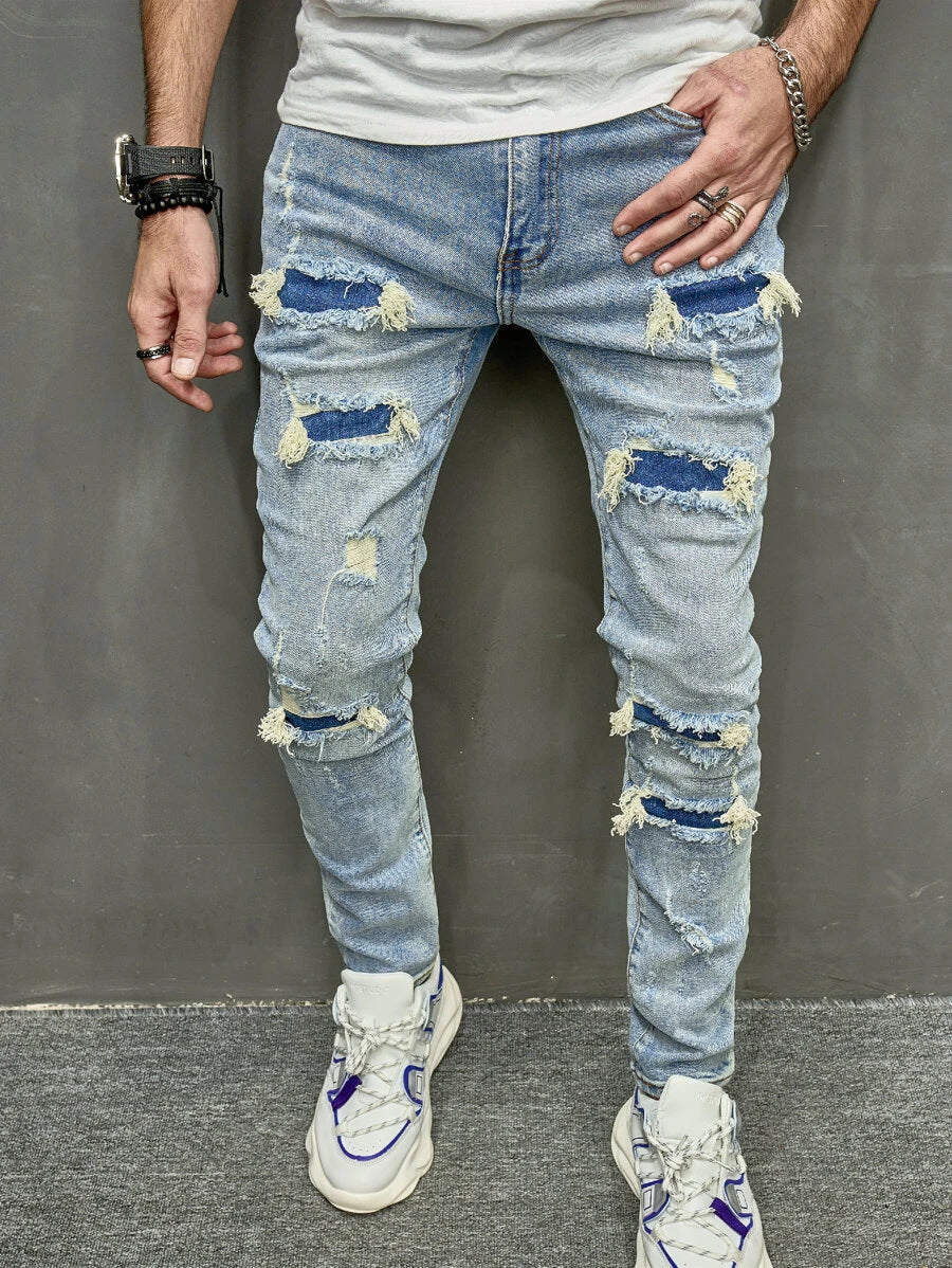 High Quality Men's Worn Skinny Stretch Jeans - Nyaabs