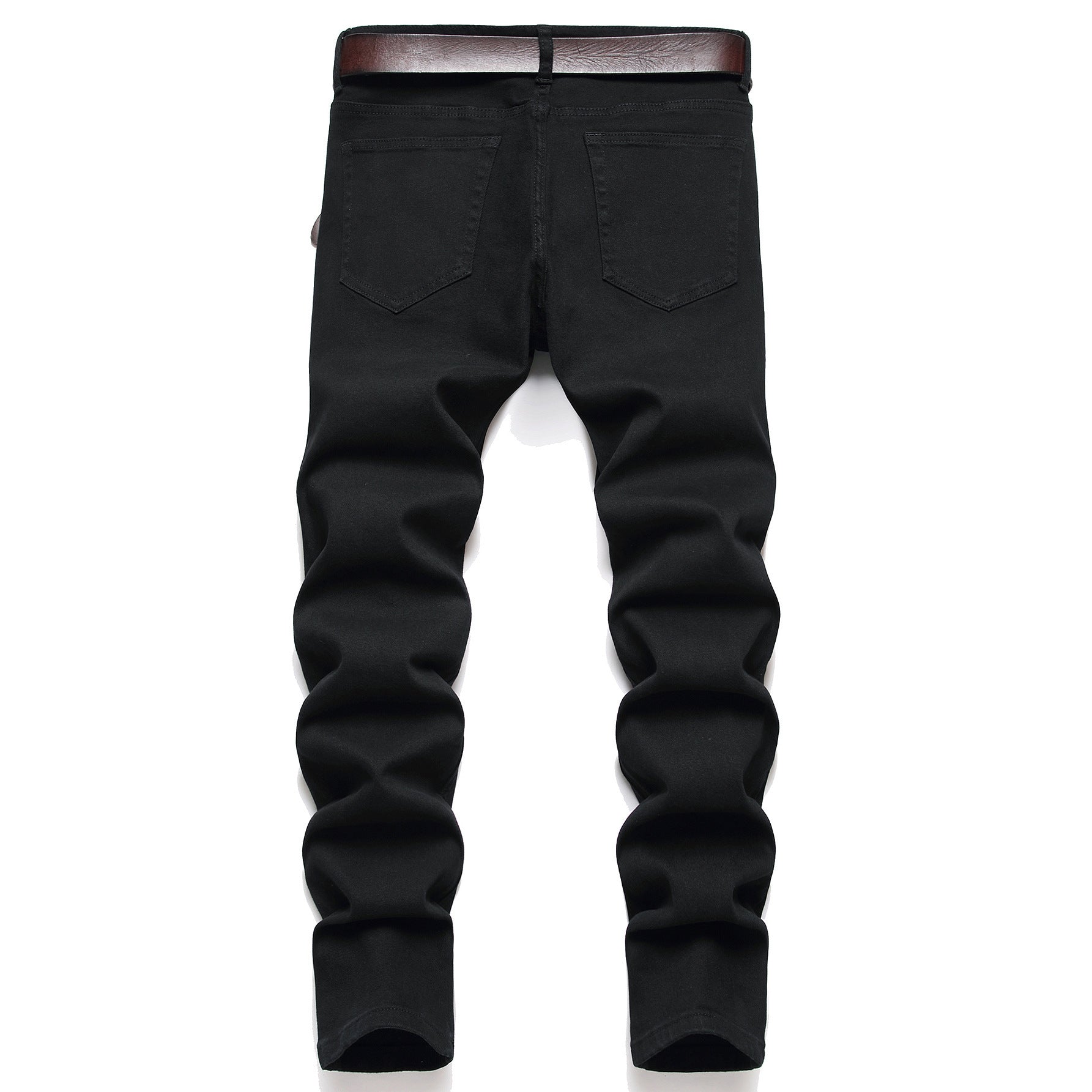 Men's Jeans Zhang Zai Pattern Micro-elastic Black Pants High Quality Fabric Slim-fitting Small Straight - Nyaabs