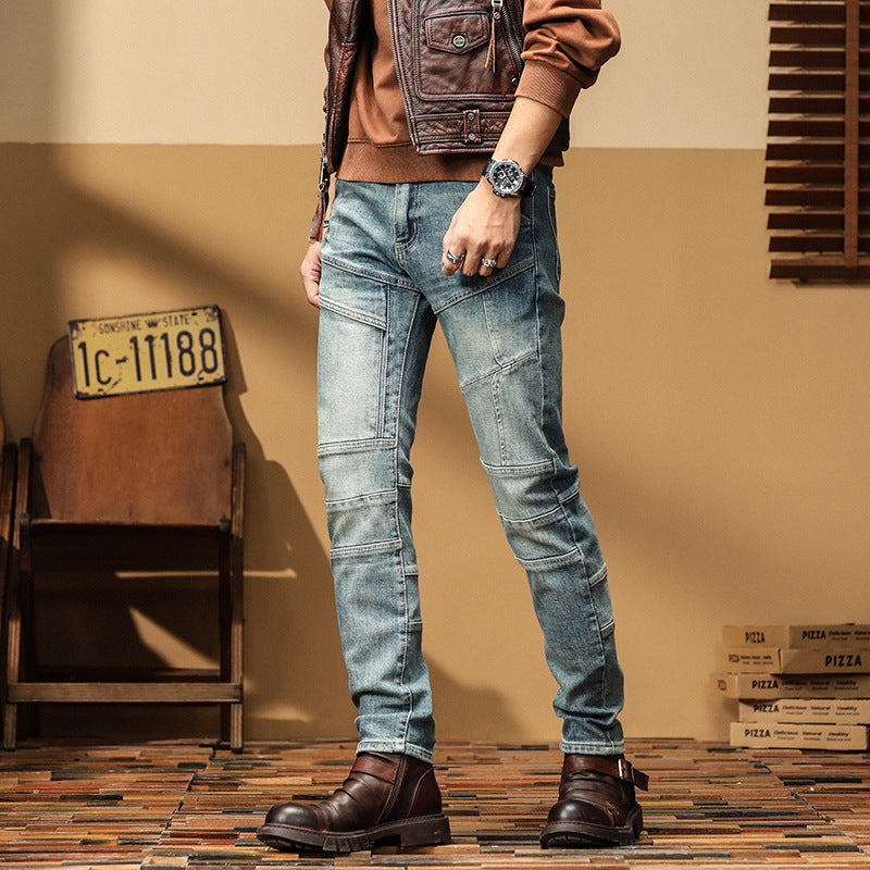 Casual Straight-leg Slim Fit High Quality Stretch Blue Denim Trousers - Nyaabs