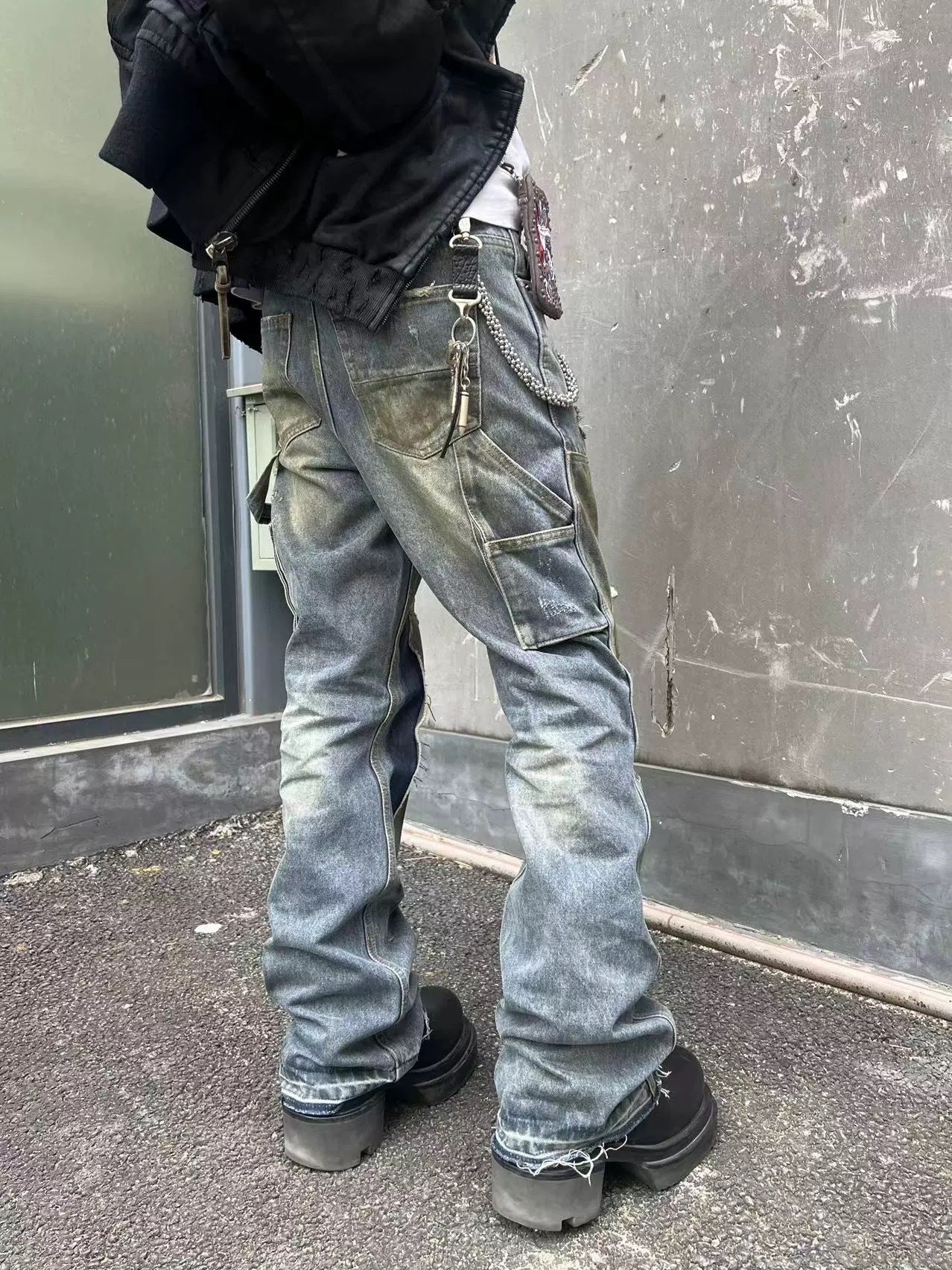 Loose Flared Pants-type Mud Dyed Dirty Jeans - Nyaabs