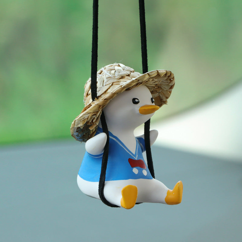 Car Pendant Cute Anime Little Duck Swing Auto Rearview Mirror Hanging Ornaments Interior Decoraction Accessories For Girls Gifts - Nyaabs