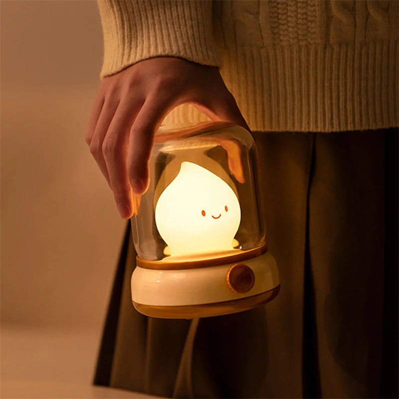 Retro Small Night Lamp Bedroom Mini Desktop LED Cute Night Lamp Creative USB Rechargeable Portable Cartoon Table Lamp For Coffee Bar Hotel Bedroom Home Decor - Nyaabs