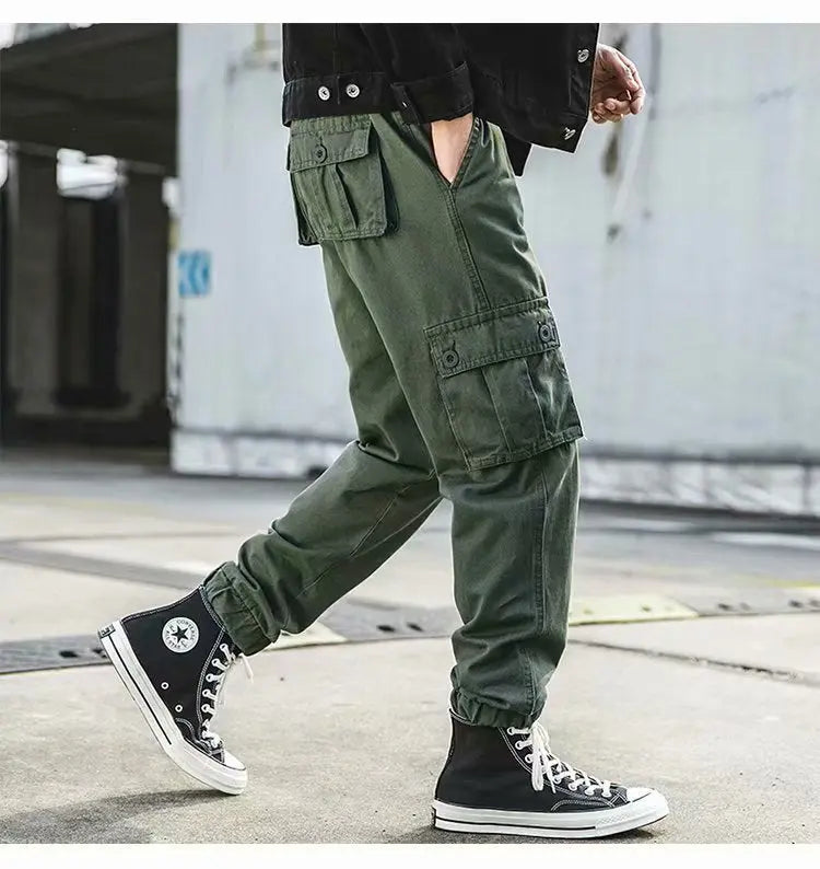 Overalls Men's American-style Retro Casual Loose Cropped Pants Multi-pocket Ankle Banded - Nyaabs