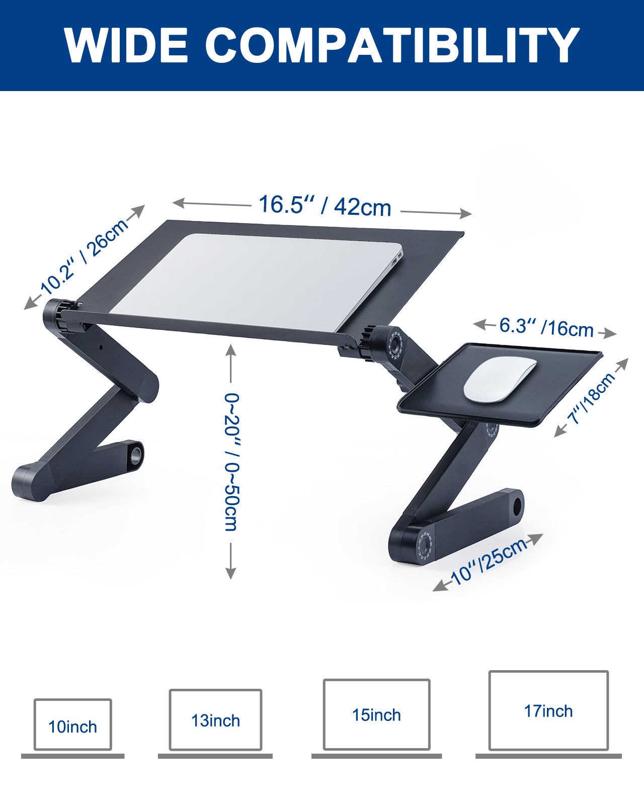 Adjustable Laptop Stand, RAINBEAN Laptop Desk with 2 CPU Cooling USB Fans for Bed Aluminum Lap Workstation Desk with Mouse Pad, Foldable Cook Book Stand Notebook Holder Sofa,Amazon Banned nyaabs.com