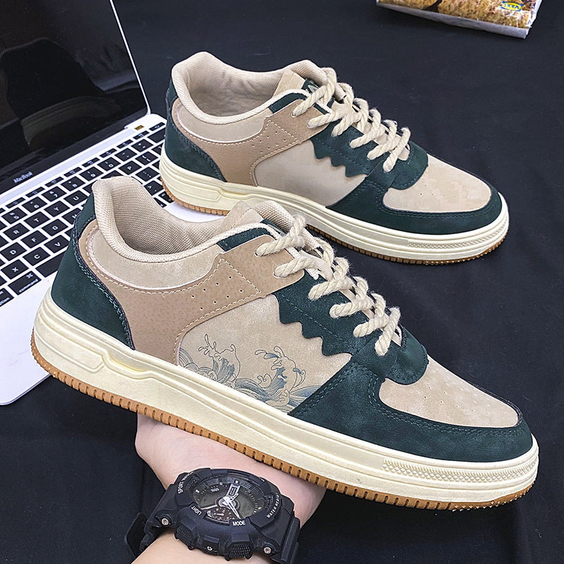 Lace-up Casual Shoes Men Soft Thick Sole Fashion Comfortable Breathable Flats Sneakers Student Platform Outdoor Walking Shoes - Nyaabs