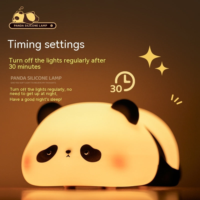 Panda Night Lights For Kids Cute Animal Silicone Timing Rechargeable Lamp Cartoon Panda Bedroom Decoration Kids Boys Girls Gift - Nyaabs