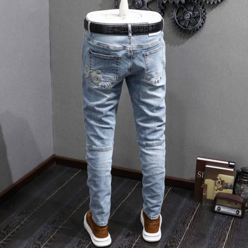 Patchwork Casual Light Blue Jeans - Nyaabs