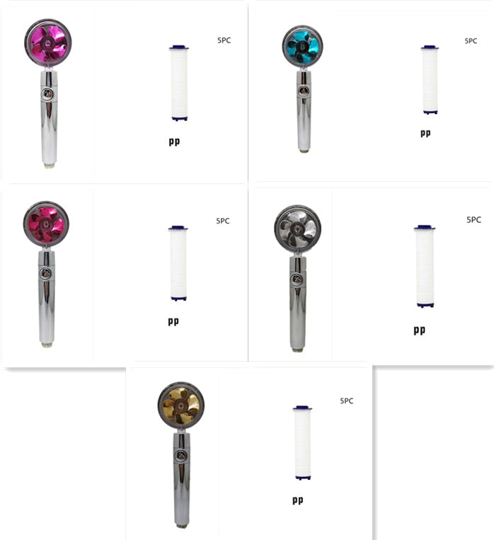 Shower Head Water Saving Flow 360 Degrees Rotating With Small Fan ABS Rain High Pressure Spray Nozzle Bathroom Accessories nyaabs.com