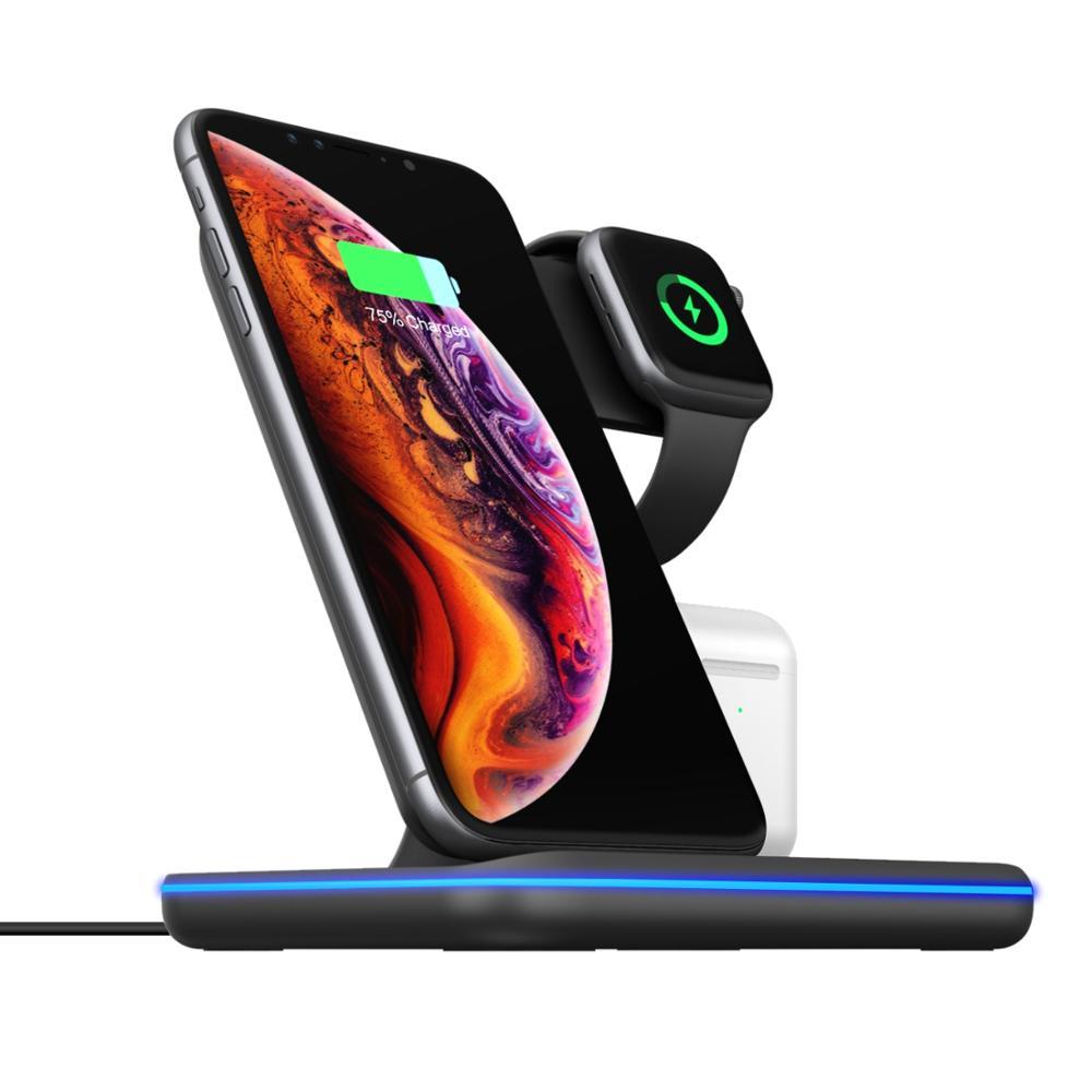 Compatible Mobile Phone Watch Earphone Wireless Charger 3 In 1 Wireless Charger Stand - Nyaabs