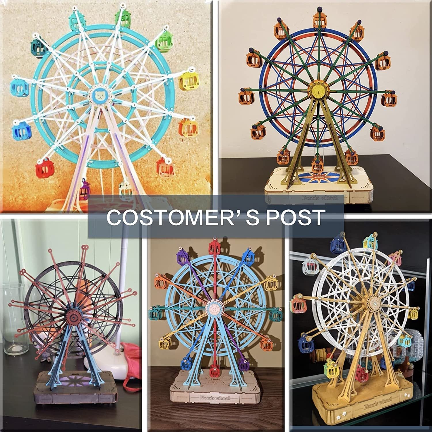 Robotime DIY Wooden Rotatable Ferris Wheel Model With Playing Music Toys For Children Birthday TGN01 My Store