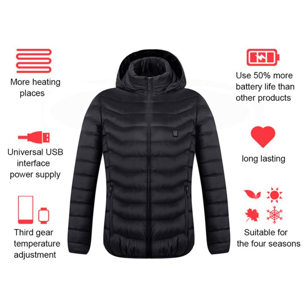 New Heated Jacket Coat USB Electric Jacket Cotton Coat Heater Thermal Clothing Heating Vest Men's Clothes Winter - Nyaabs