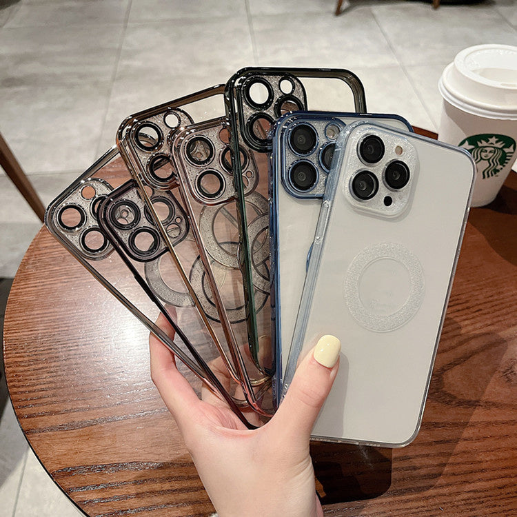 Electroplating Soft Diamond Ring Phone Case Drill Leakage Standard Mobile Phone Case Lens Film - Nyaabs