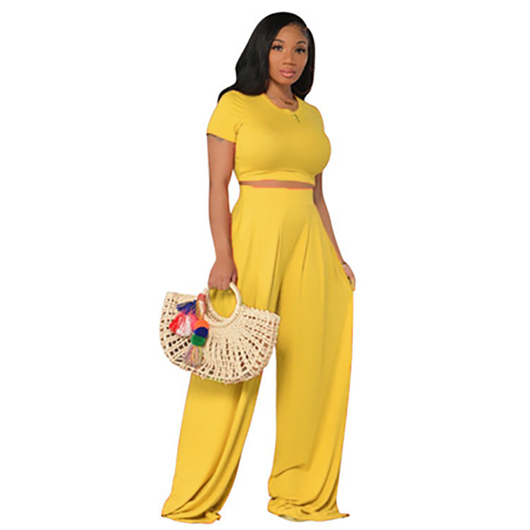 Fashion Casual Wide Leg Two-piece Set - Nyaabs