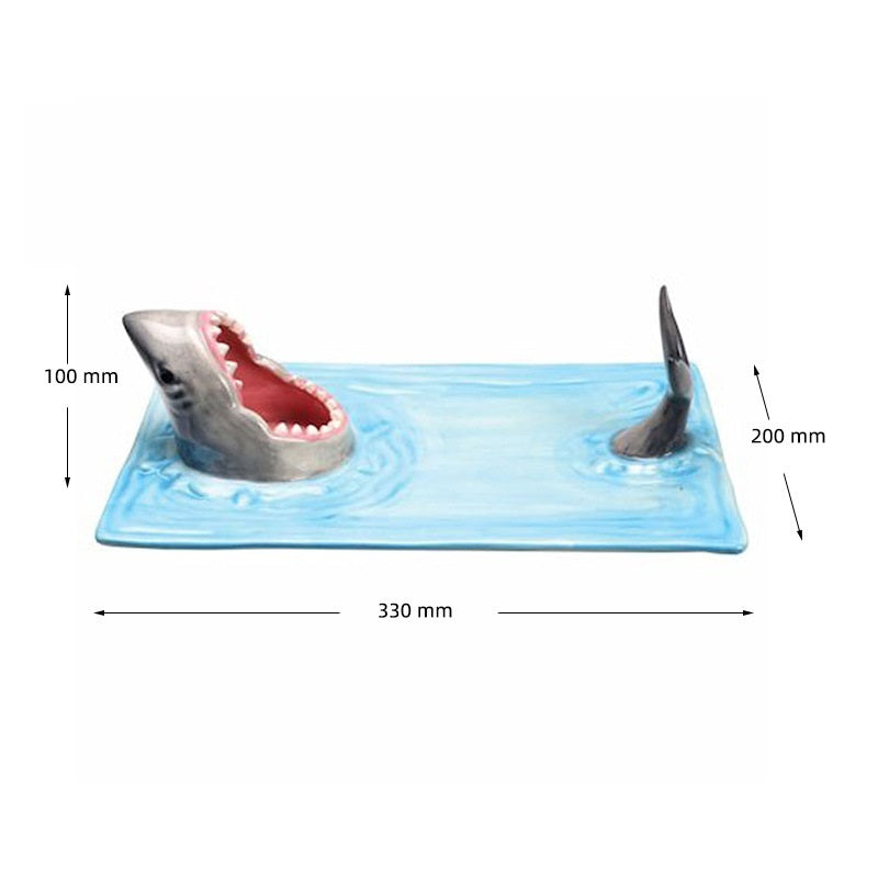 Internet Celebrity Seaside Shark Ceramic Plate Dumpling Plate Meal Kitchen Decoration Sushi Plate Beautiful Tableware - Nyaabs