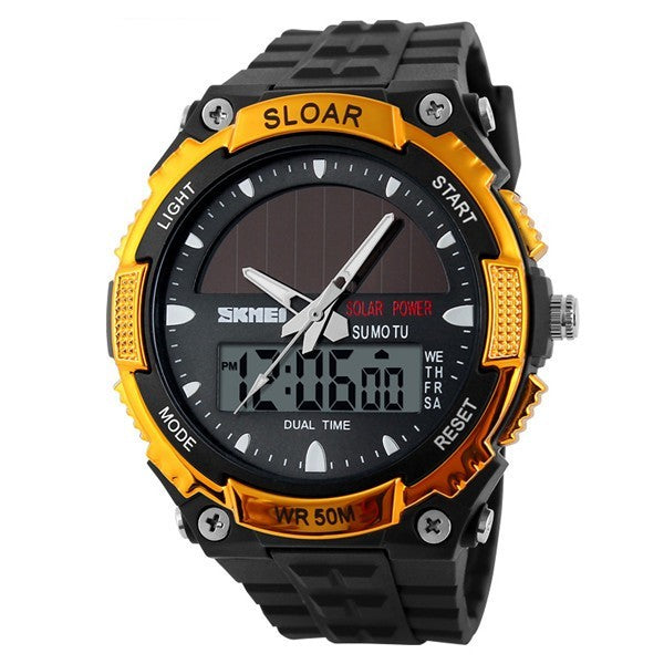 Time Beauty Men's Fashion Solar Watch Waterproof Electronic - Nyaabs