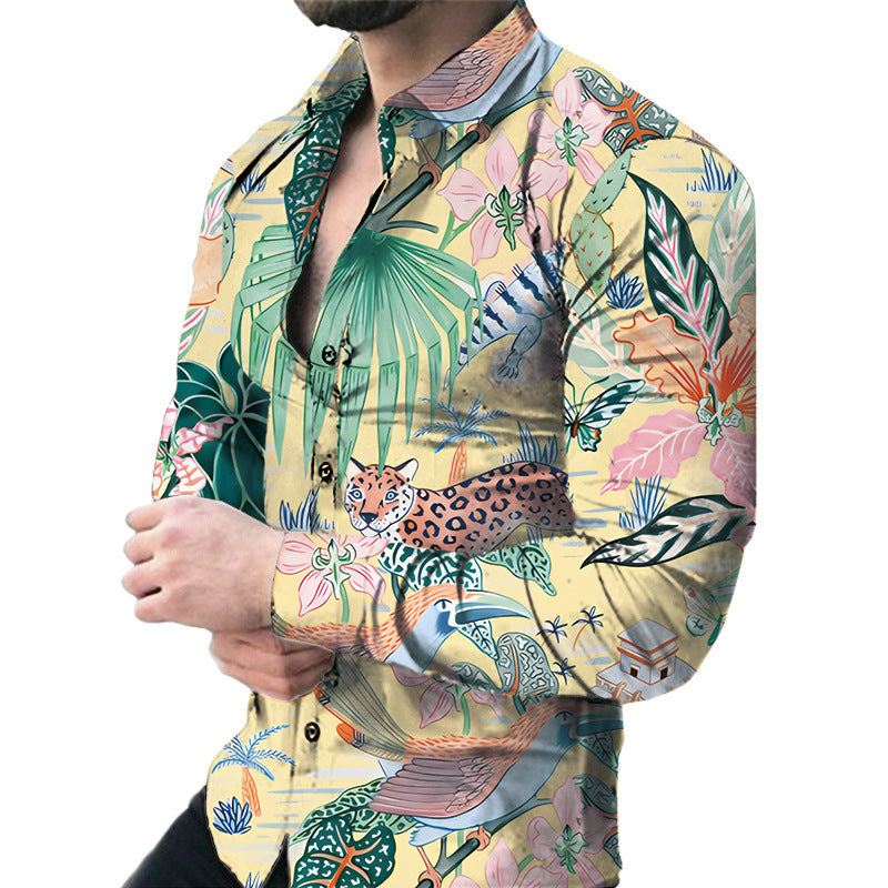 Men's Casual Long Sleeved Large Floral Shirt My Store