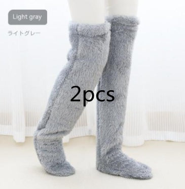 Over Knee High Fuzzy Long Socks Winter Warm Cold Leg Knee Joint Cold-proof Stockings Home Floor Sleeping Socks - Nyaabs