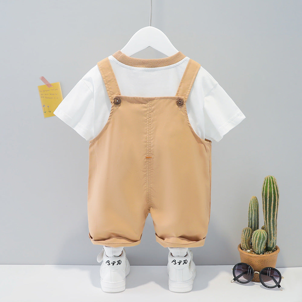 Children's Clothing Men And Women Baby Summer Cartoon Short-sleeved Overalls - Nyaabs