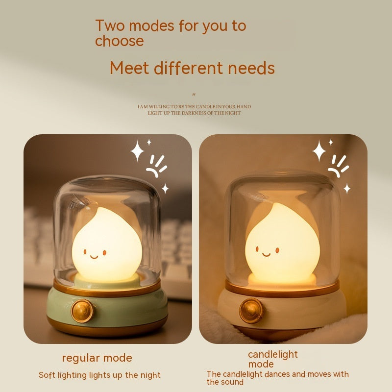 Retro Small Night Lamp Bedroom Mini Desktop LED Cute Night Lamp Creative USB Rechargeable Portable Cartoon Table Lamp For Coffee Bar Hotel Bedroom Home Decor - Nyaabs