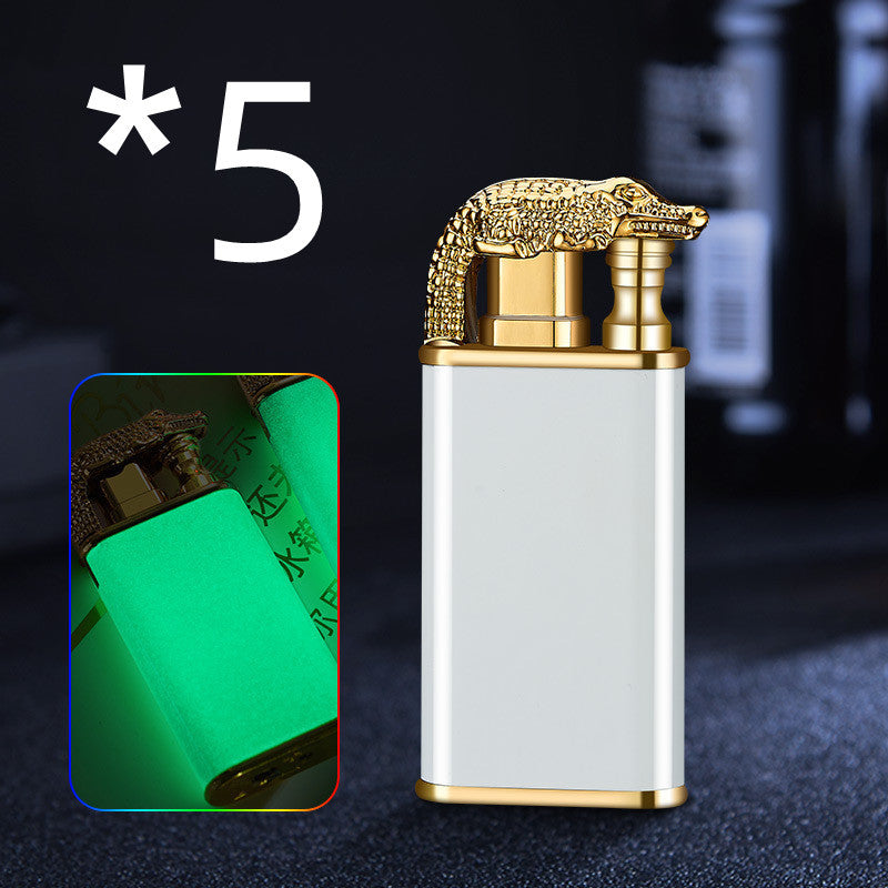 Creative Blue Flame Lighter Dolphin Dragon Tiger Double Fire Metal Winproof Lighter Inflatable Lighter nyaabs.com