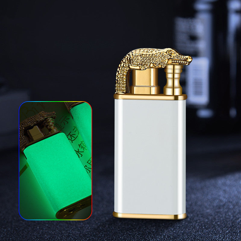 Creative Blue Flame Lighter Dolphin Dragon Tiger Double Fire Metal Winproof Lighter Inflatable Lighter nyaabs.com