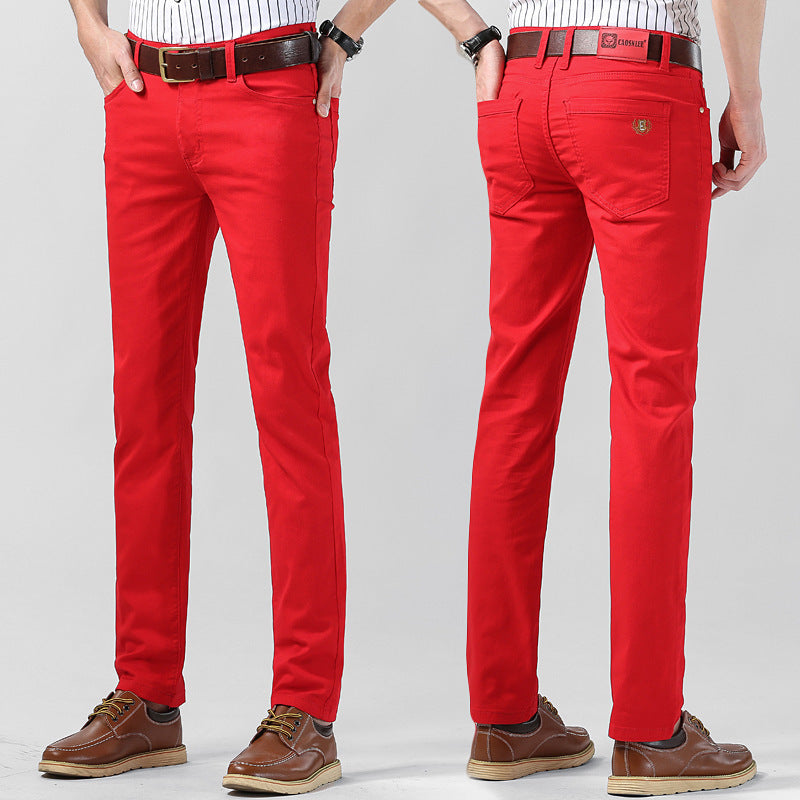 Slim Fit Straight Men's Personality Colored All-matching Stretch Casual Pants - Nyaabs