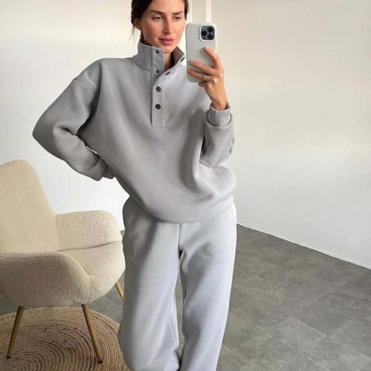 Oversized Solid Casual Pullovers Long Pant Set Warm Hoodie New Tracksuit Suit Fashion Pant Sets Sets For Women 2 Pieces - Nyaabs