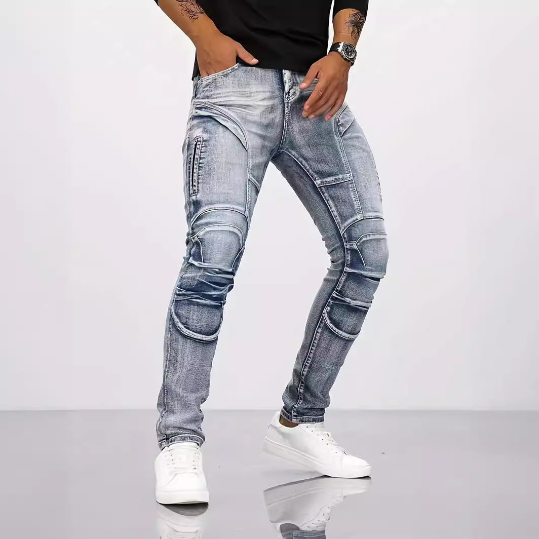 Retro Casual Stretch Motorcycle Jeans For Men - Nyaabs