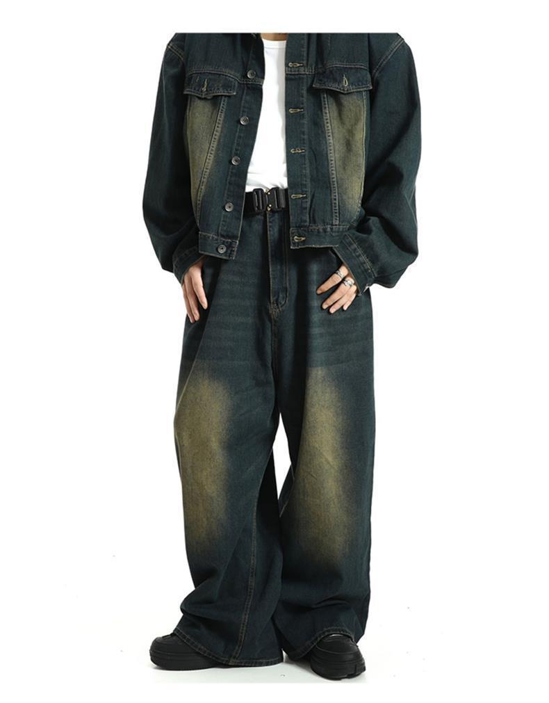 Vintage Straight Jeans Washed Distressed Loose Trousers - Nyaabs