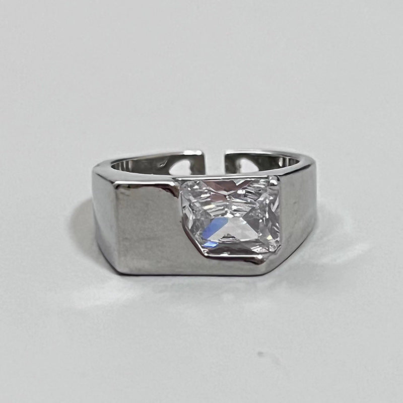 X Inlaid Zircon Texture Ring For Men - Nyaabs