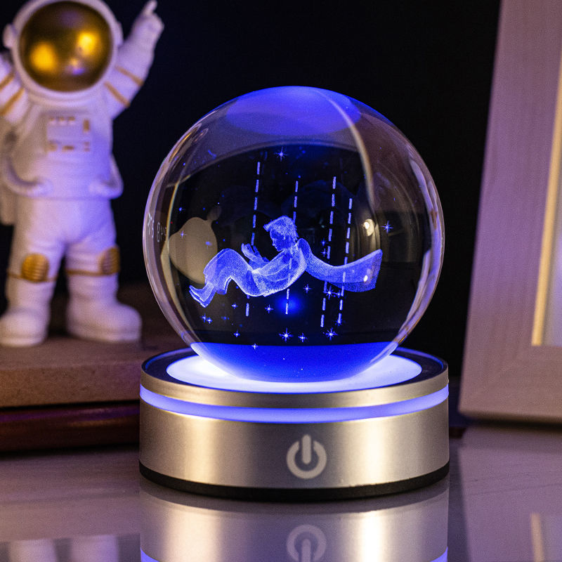 Creative 3D Inner Carving Luminous Crystal Ball Colorful Gradient Small Night Lamp Home Decorations Gifts Selection - Nyaabs