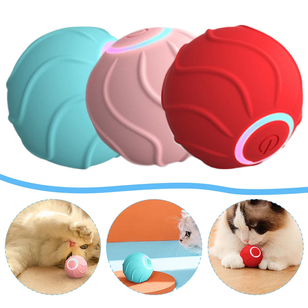 Smart Cat Toys Rolling Ball Pet Cat Owner Interactive Pets Toys Automatic Bouncing Ball USB Self Hi Teasing Kittens Jumping Ball - Nyaabs