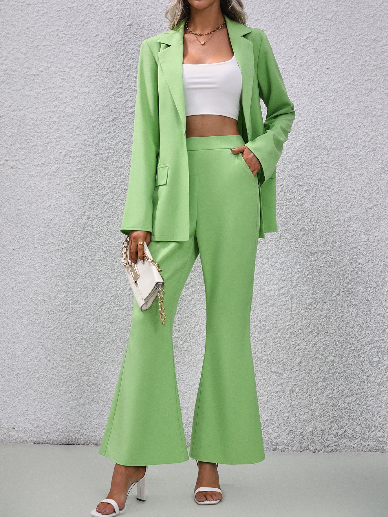 European And American Solid Color Small Suit Bell-bottom Pants - Nyaabs