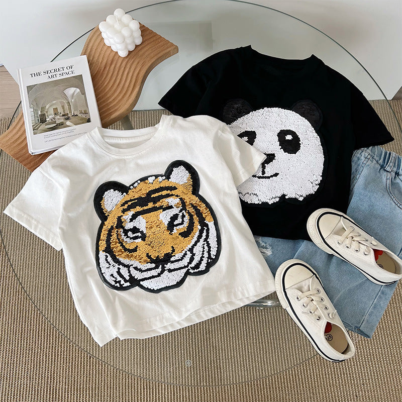 Panda Boys Short Sleeve T-Shirt Half Sleeve Top - Nyaabs