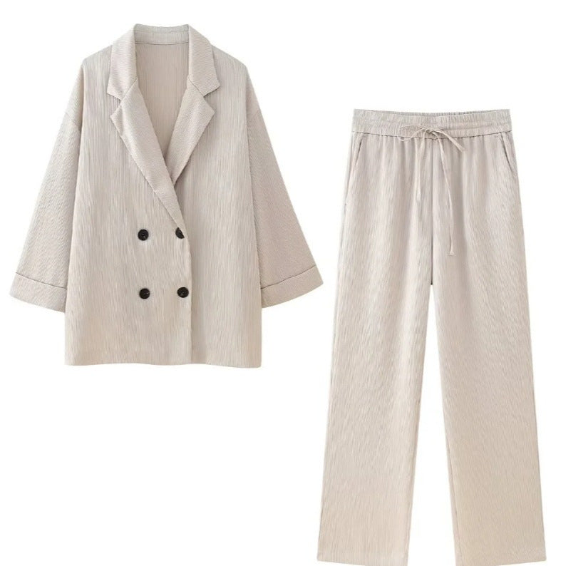 Ruffled Suit Jacket Casual Trousers Suit nyaabs.com