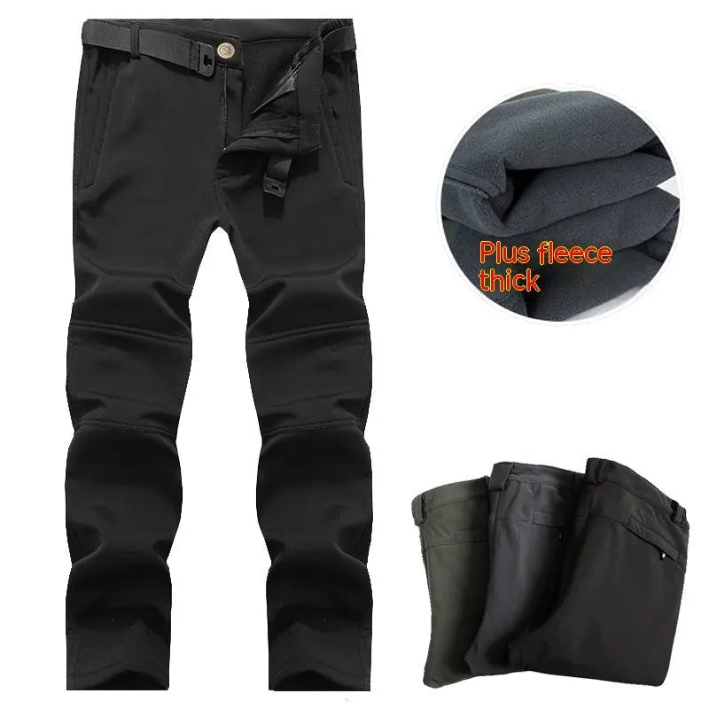 Outdoor Soft Shell Tactical Pants Men's Loose Plus Size Fleece-lined Climbing Pants - Nyaabs